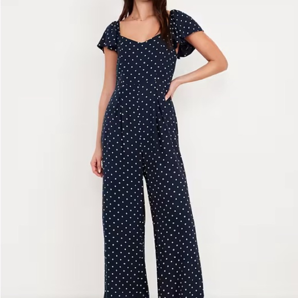 Old Navy Dark Blue Jumpsuit with White Dots
